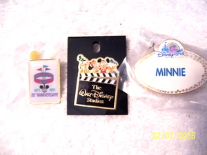 WALT DISNEY 3 SMALL PINS - STUDIO & WORLD & LAND - MINT - Picture 1 of 1