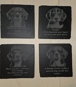 Set of 4 slate Beagle coasters, dog lovers, owners, drinks, gift - Picture 1 of 5