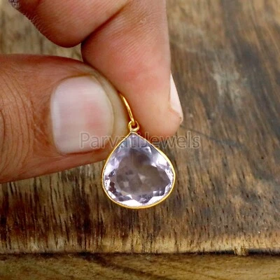 Natural Purple Amethyst Cut Solid 18k Gold Partywear Gift Women Charms Pendant - Image 1 of 4