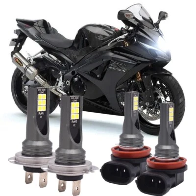 For Suzuki GSXR1000 2007 2008 - H7 H9 LED Headlight 6000K WHITE Bulbs Kit 4X - Image 1 of 4