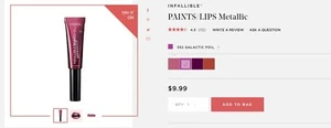 L'Oreal Cosmetics Infallible Paints/Lips Metallic - Galactic Foil #332, 0.27 oz - Picture 1 of 2