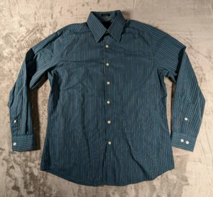 Axist Shirt Mens Large Green Pinstripes Long Sleeve Button Up 16 1/2 34/35 - Picture 1 of 8