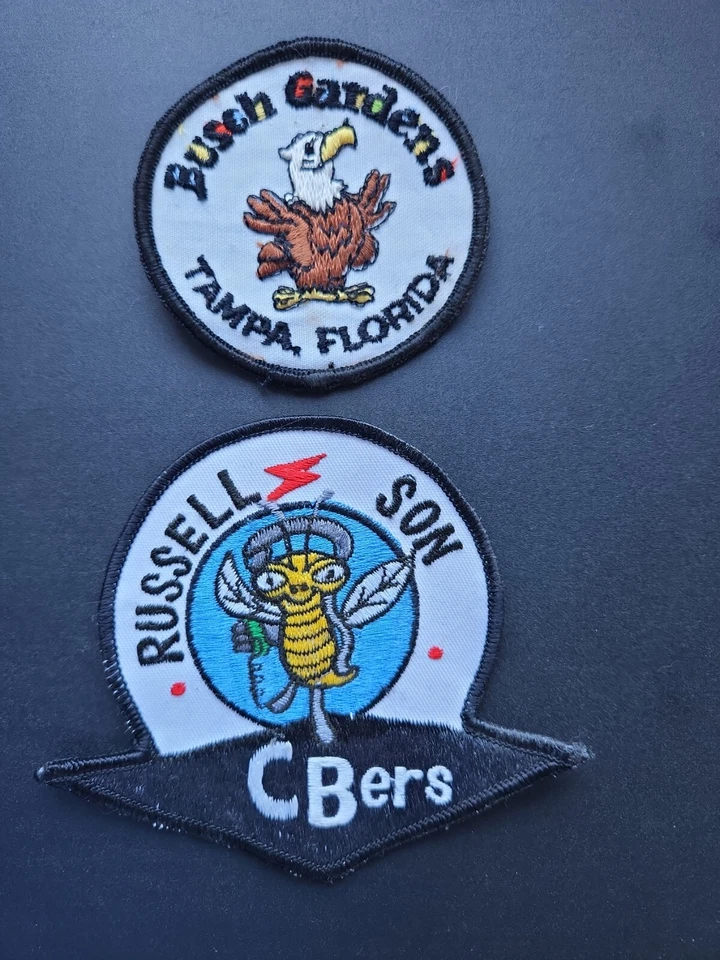 Lot of 2 Patches Vintage CB Radio Busch Gardens Embroidered Mixed. - Image 1 of 1