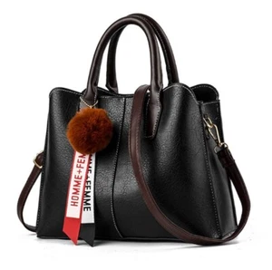 Handtasche FÜR DAMEN in Schwarz mit Braunen Trägern Elegant in Lederoptik DT0013 - Bild 1 von 1