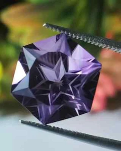 Ohrring Set natürlicher Amethyst Sechseck Edelstein 12 x 12 x 8 mm Fantasy Stern Blume - Bild 1 von 8