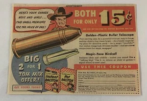 1950 Ralston Cereals Premiums Ad ~ TOM MIX Bullet Telescope, Magic Tone Birdcall - Bild 1 von 1