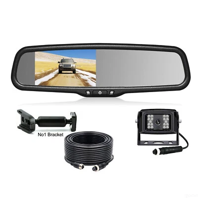 4.3" Car Rear View Mirror Monitor Bracket 4PIN Rear View Camera 12-24v Ford Jeep - Image 1 of 4