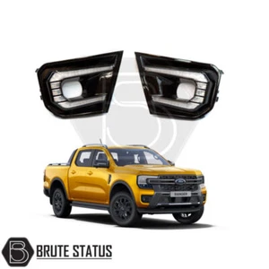 Ford Ranger T9 2023+ DRL Fog Light Surrounds Gloss Black LED Covers Wildtrak - Picture 1 of 10