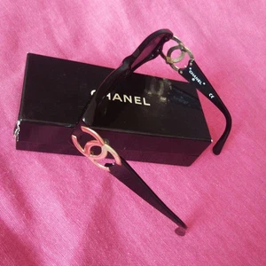 Chanel Sunglasses Gold Coco Logo Boxed Black lens Square France good condition - Picture 1 of 12