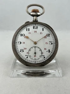 Taschenuhr Ultra Handaufzug aus 0,800er Tula-Silber, funktioniert - Picture 1 of 6