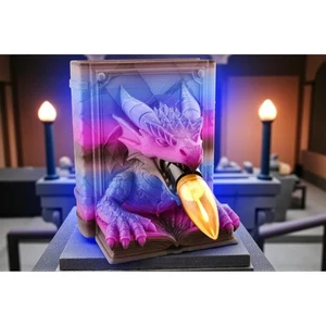 3D Printed Dragon Table Lamp Gradient Color Fantasy Statue, , D&D Geek Gift - Picture 1 of 5