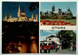 Cartolina d'epoca fotocromatica Ottawa edifici del Parlamento e Rideau Hall - Foto 1 di 2