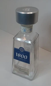1800 Blanco Tequila 100% Agave Azul - 750ml Empty Bottle With Silver Lid - Picture 1 of 11