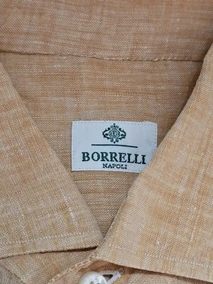 Camicia uomo lino con bottoni in madreperla Borrelli Napoli taglia 16/42 - Immagine 1 di 4