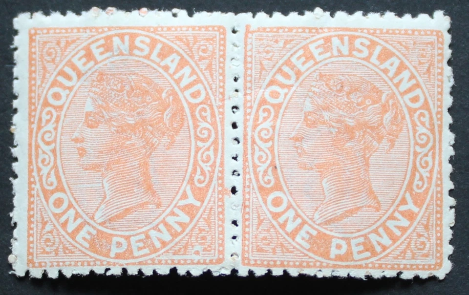 Queensland 1890 One Penny pair SG 187 u/mint - Image 1 of 1