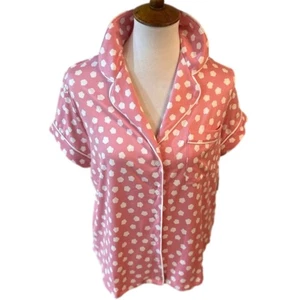 Kate Spade Pretty In Pink Clouds Soft Cozy Warm Button Down Women’s Pajama Top - Picture 1 of 9