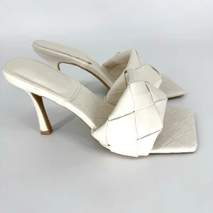 Elegante geflochtene High Heel Pantoletten Sandalen weiß Größe 7,5 - Bild 1 von 7