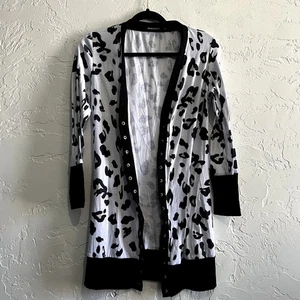 Cárdigan largo con botones estampado de guepardo Merokeety para mujer pequeño boho chic informal y2k - Imagen 1 de 7