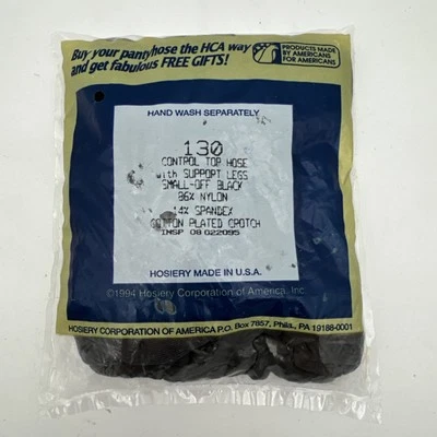 NEW VINTAGE Silkies 130 Control Top Pantyhose Support Legs SMALL OFF BLACK Nylon - Image 1 of 2