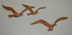 Vintage Homco Syroco Faux Wood Plastic Flying Seagulls Birds Wall Art Decor 1980 - Picture 1 of 4