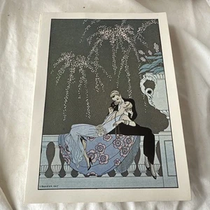 1925 Georges BARBIER FRENCH Art Deco Lithograph Card Le FEU LINGERIE - Picture 1 of 9