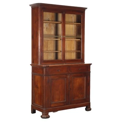 Antique Bookcase Louis Philippe Walnut Italy XIX Century Original - Image 1 of 4