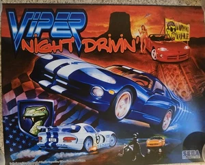 SEGA VIPER NIGHT DRIVIN PINBALL MACHINE TRANSLITE ORIGINAL NEW OLD STOCK   - Picture 1 of 2