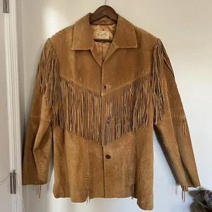 Vintage SCULLY Suede Leather Fringe Western Men’s Coat with Wooden Buttons - Picture 1 of 12