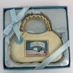 Russ Berrie One Step Up Photo Frame White Gold Purse Frame For 2"x3" Picture - Picture 1 of 3