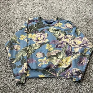 Polo Ralph Lauren Unisex Youth Medium Long Sleeve Floral Crewneck All Over - Picture 1 of 6