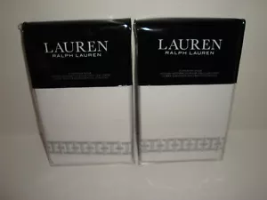 Ralph Lauren Spencer Embroidery Sateen Euro Sham Pair Set White Stone Grey $300 - Picture 1 of 5