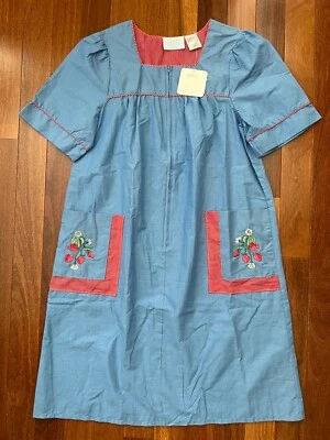 ASHLEY TAYLOR Cremallera Frontal Bata Casa Vestido Abrigo Fresa Bordado Grannycore M Foto 1 de 4