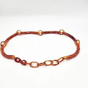 Vintage Carved Amber Orange Tone Lucite Chain Belt Scarce Unusual Fits 28-34" - Picture 1 of 5