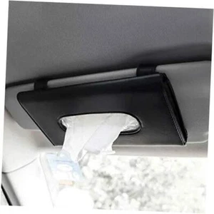 Visor Tissue Box Holder- PU Leather Van Truck Vehicle Car Tissues Case Black - Picture 1 of 8