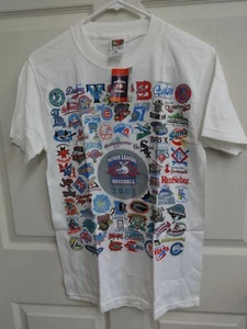 NWT 2001 Dead Stock Minor League Baseball Team Logos T-Shirt Men Small 150 Logos - Picture 1 of 12