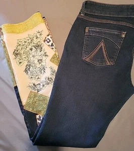 Vntg dELiAs Sz 12 Morgan Blue Jeans Straight Mid Rise Patchwork Upcycle Granola - Picture 1 of 17