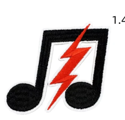 NOTA MUSICAL con PERNO RELÁMPAGO - ROCK n ROLL - Parche bordado para planchar/coser Foto 1 de 4