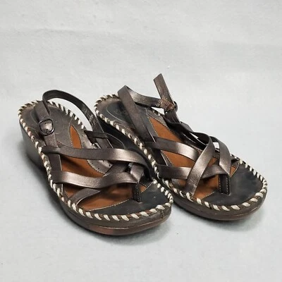 Ariat Thong Sandals Sz 6.5 B Brown Flip Flop Wedge Heel Slingback Western - Image 1 of 4