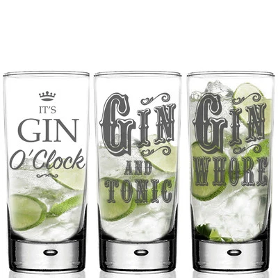 FLOW BARWARE HighBall Gin & Tonic Glass - Personalised For G&T Lovers Mixer Glass -GIFT BOXED
