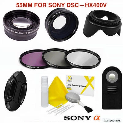 FISHEYE LENS + TELEPHOTO ZOOM LENS + ADAPTER FOR Sony Cyber-shot Sony HX200V - Image 1 of 4