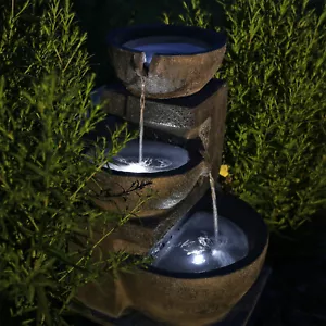 Solarbrunnen Gartenbrunnen Solar Wasserspiel für Garten Kaskadenbrunnen mit Akku - Bild 1 von 5