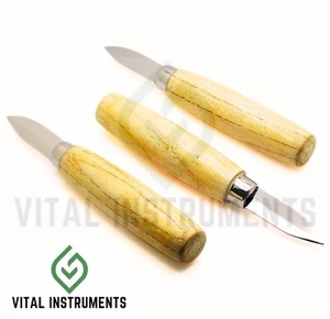 3 Dental Lab Mixing Plastic Knife #6 Wooden Handle Stainless Steel Instrument - Picture 1 of 2