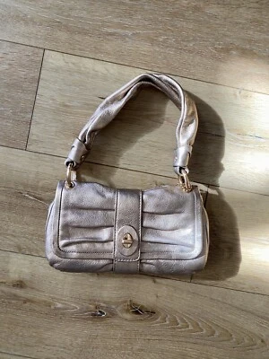 NWT Coach Handbag Platinum Gold Leather Shoulder Bag Purse Small - Image 1 of 4