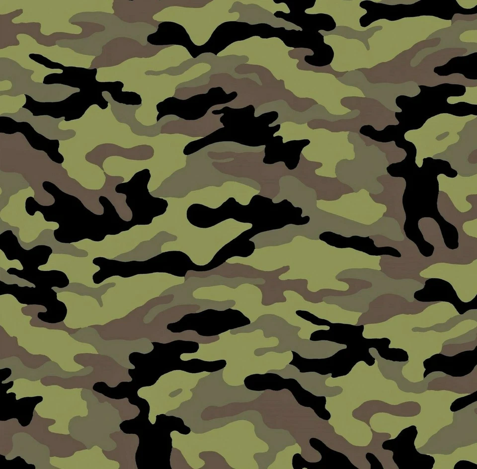 Green Olive Woodland Camo Camouflage Cotton Fabric By The (1/2) Half-Yard 44"W - Image 1 of 1