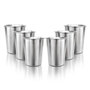 6Pack 8oz Stainless Steel Drinking Cups Stackabel Water Glasses Tumbler - Picture 1 of 9