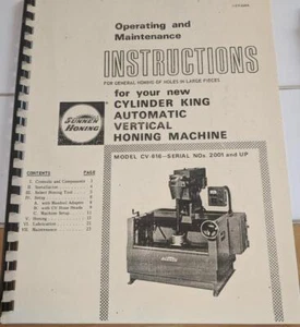 Manual de instrucciones y mantenimiento vertical automático Sunnen CV-616 Cylinder King - Imagen 1 de 3