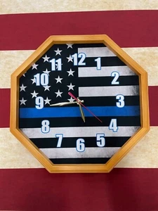 Back the Blue octagon oak Clock Police - Picture 1 of 2