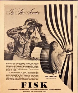 Fisk Tires U.S. Navy WWII Chicopee Falls MA Vtg Print Ad 1943 - Picture 1 of 6