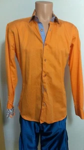 Men's Bertigo Long Sleeve Button Down Front Flip Cuff Orange Size M @13 - Picture 1 of 1