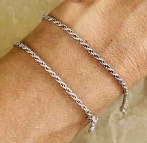 Vintage Sterling Silver 925 Made In Italy MILOR Rope Chain Bracelet 2.36g 19cm - Picture 1 of 8
